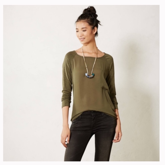 Anthropologie Tops - Dolan Anthropologie Olive Green Blouse
